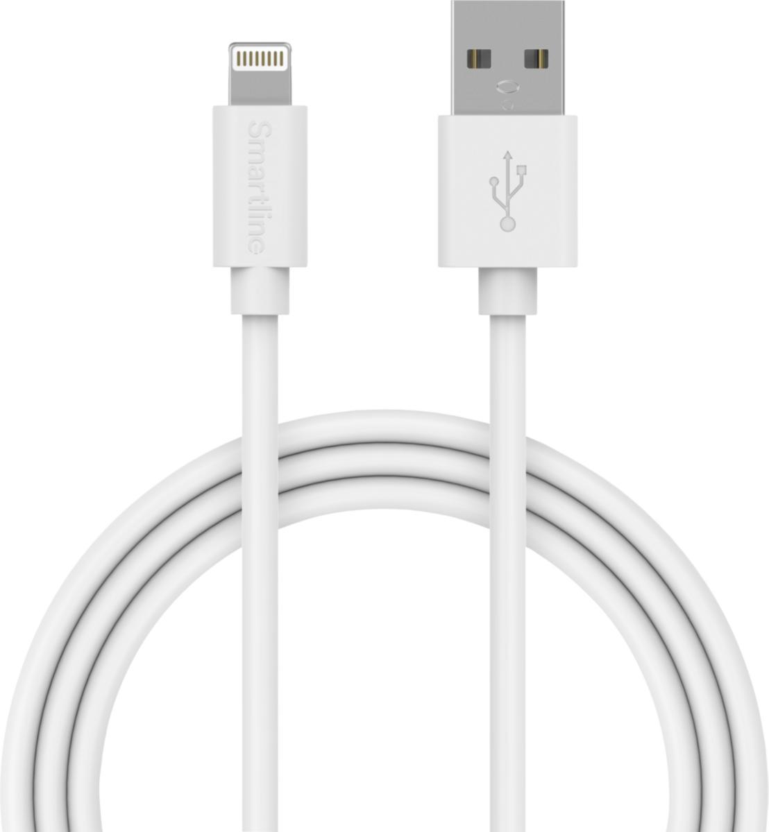 Laddkabel, Lightning USB-A, Smartline - LADDKABEL LIGHTNING 3M VIT FÖR IPHONE/IPAD