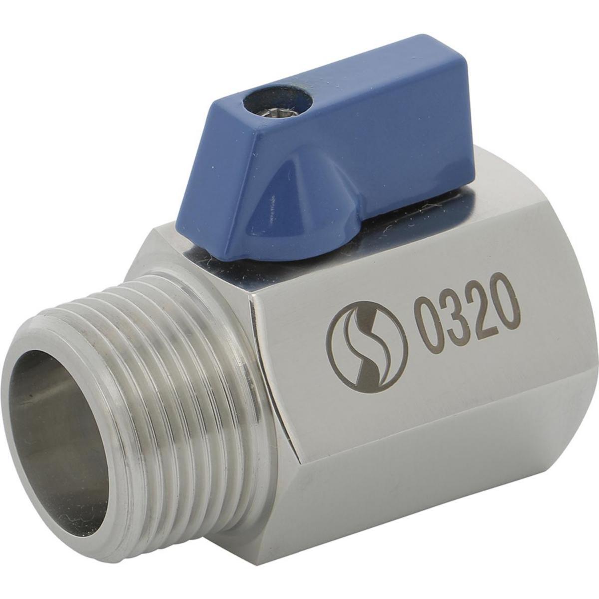1-delad minikulventil i rostfritt utförande Typ 732MF utvändig/invändig gänga - MINI KULVENTIL 732 1/2" MF PN63 1.4408 REDUCERAD