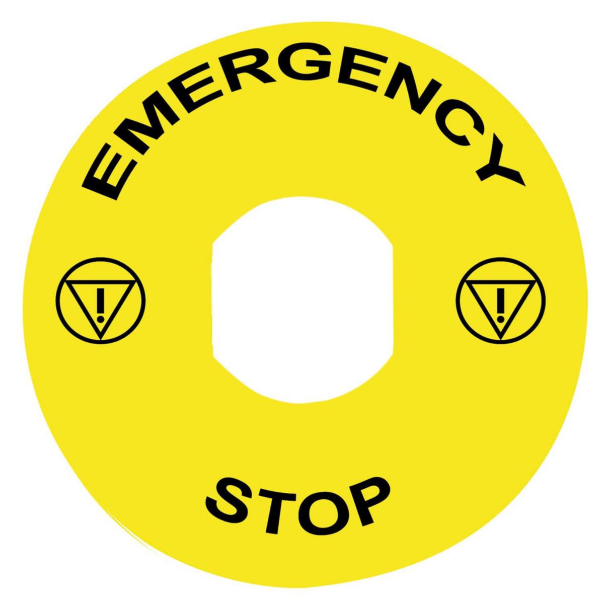 Rund skylt ZBY för svamptrycken - SKYLT ZBY8330 DIAM.90 EMERGENCY STOP