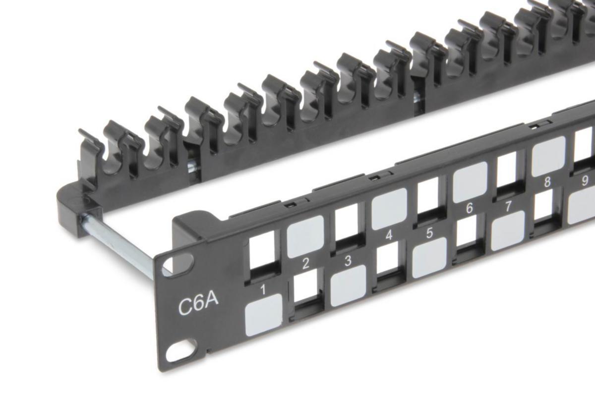 Patchpanel obestyckad 24xRJ45 C6A UTP, Eurolan - PANEL OBEST 24XRJ45 C6A UTP 27B-00-24BL-UA