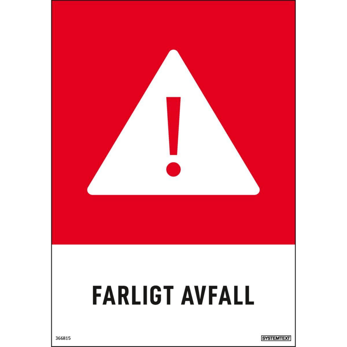 Miljödekaler "Avfall" - DEKAL FARLIGT AVFALL SYSTEMTEX 210MMX148MM