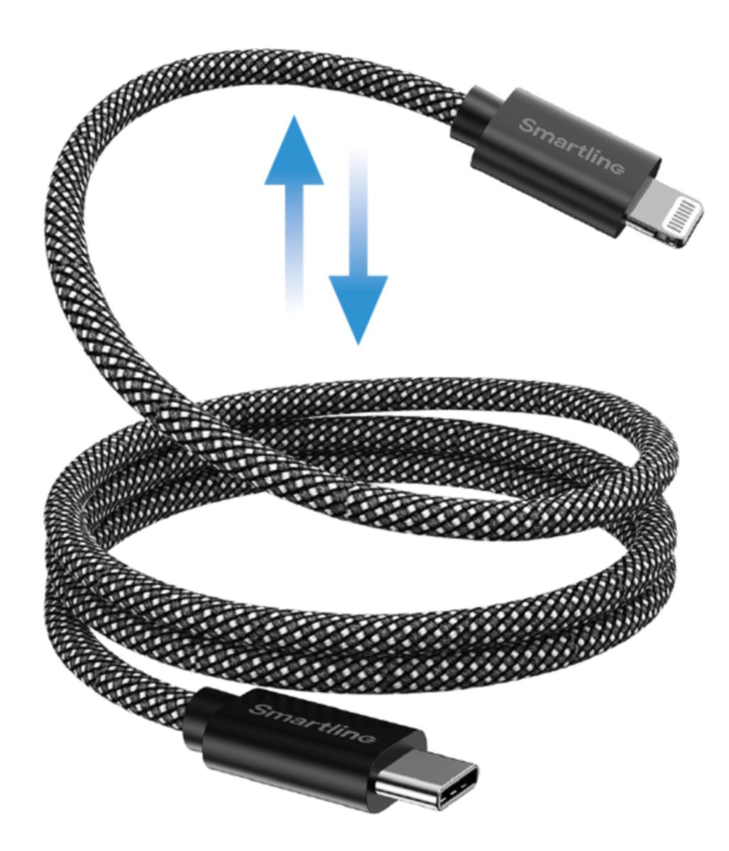 Laddkabel, USB-C till Lightning, magnet, Smartline - LADDKABEL SMARTLINE MAGNET USB-C TILL LIGHTNING SVART 1M