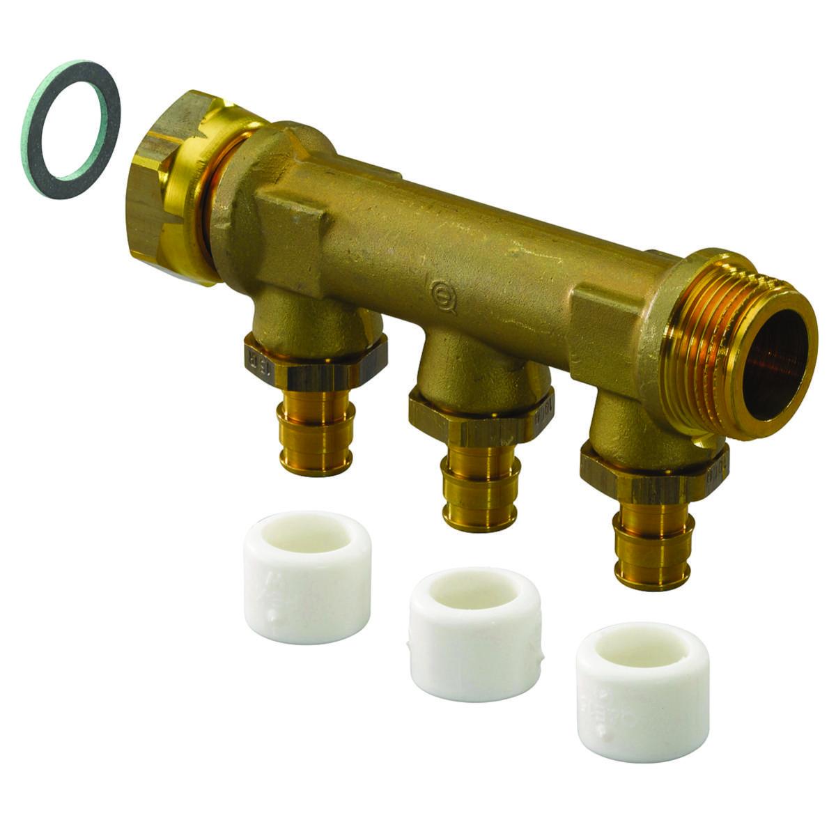 Fördelare med löpmutter med ringar, Q&E, Uponor - 15X3 FÖRDELARE M. LÖP.M. G3/4" C/C 50.MM. QUICK & EASY