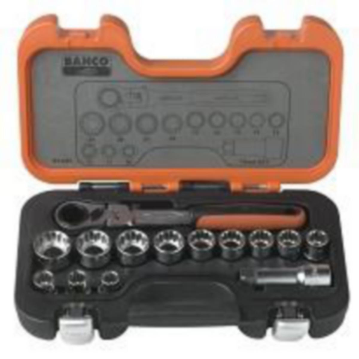 Hylsnyckelsats Bahco S140T, 14 delar - HYLSNYCKELSATS BAHCO S140T 14 DEL M GENOMG HYLSOR