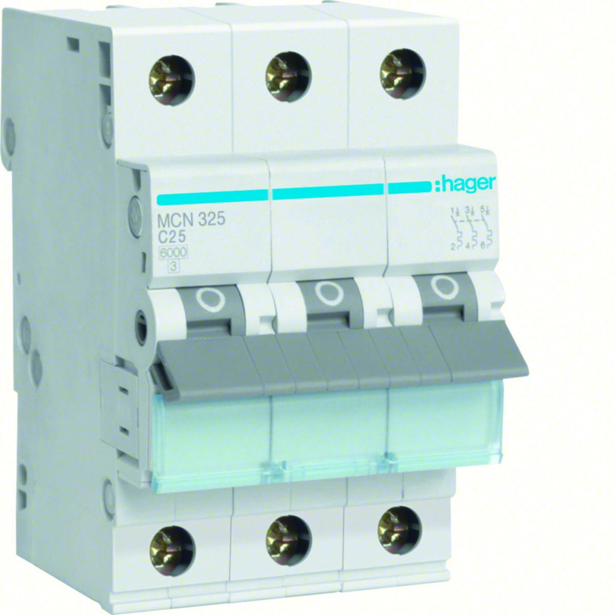 Minibrytare 3 pol typ C 6kA - MINIBRYTAREC-KAR 6KA 25A 3P MCN325