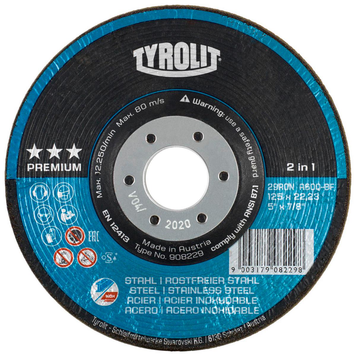 Navrondell Tyrolit Premium 2in1 Flexibel - NAVRONDELL TYROLIT PRE. 2IN FLEXIBEL 125X22.2 A36-BF