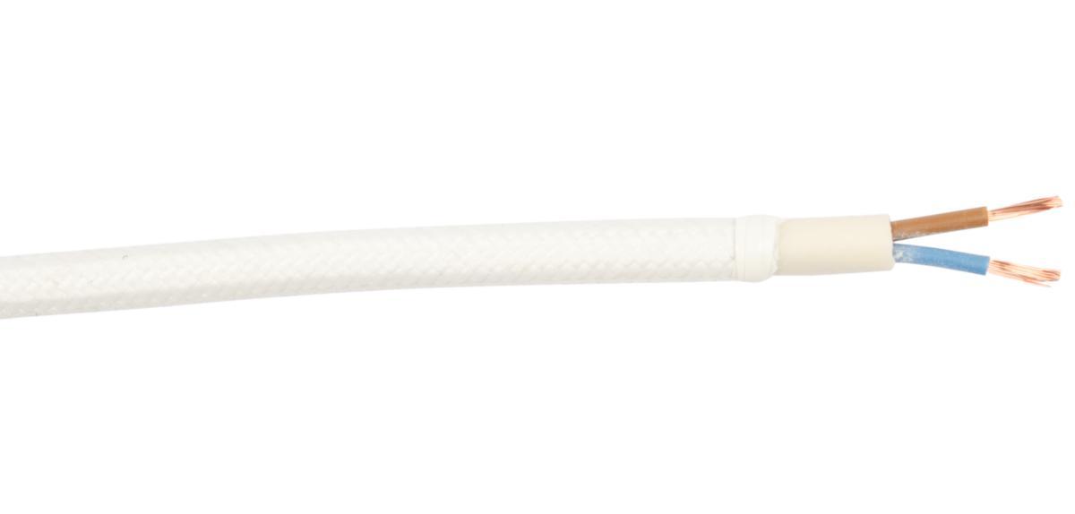 SKK (H03VV-H), lampsladd, rund, textil - TEXTILKABEL 3G0.75 SKK VIT BOBIN 25M