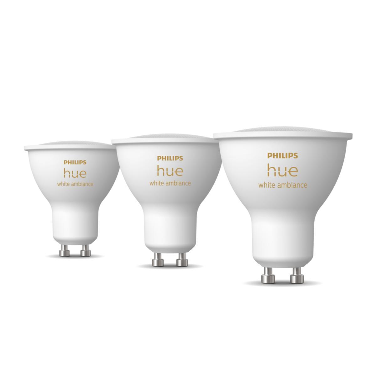 Ljuskälla GU10 HUE, WW - PHILIPS HUEWA GU10 3PACK 4.2W 2200 - 6500K WW GU10 400L