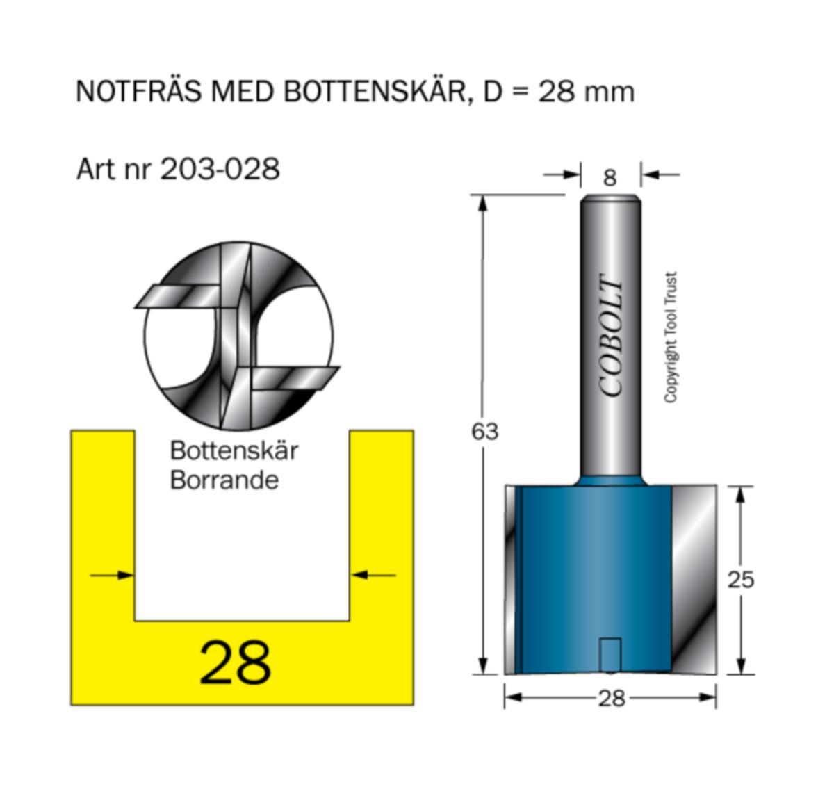 Notfräs Cobolt HM - NOTFRÄS HM COBOLT D28 L25 TL63 S8