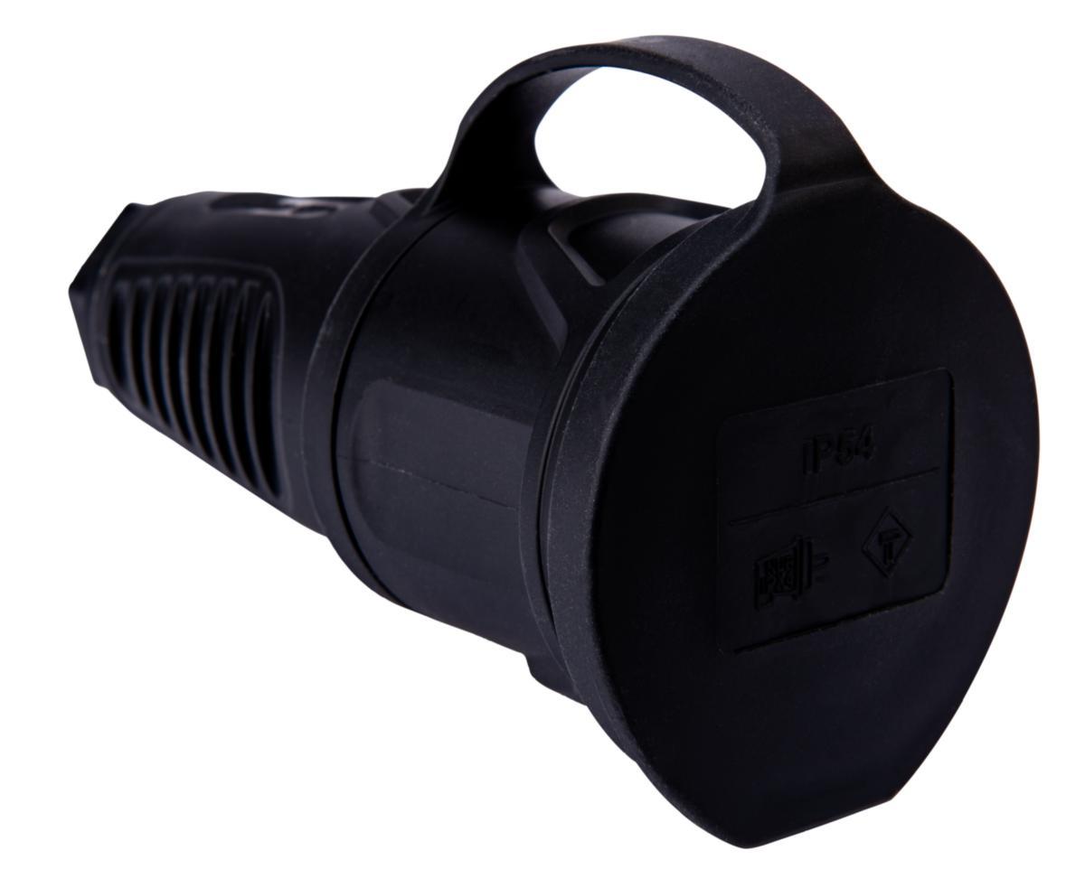 Skarvuttag med lock, jordat, solitt gummihölje - SKARVUTTAG JORD GUMMI MED LOCK IP44 SSG 216