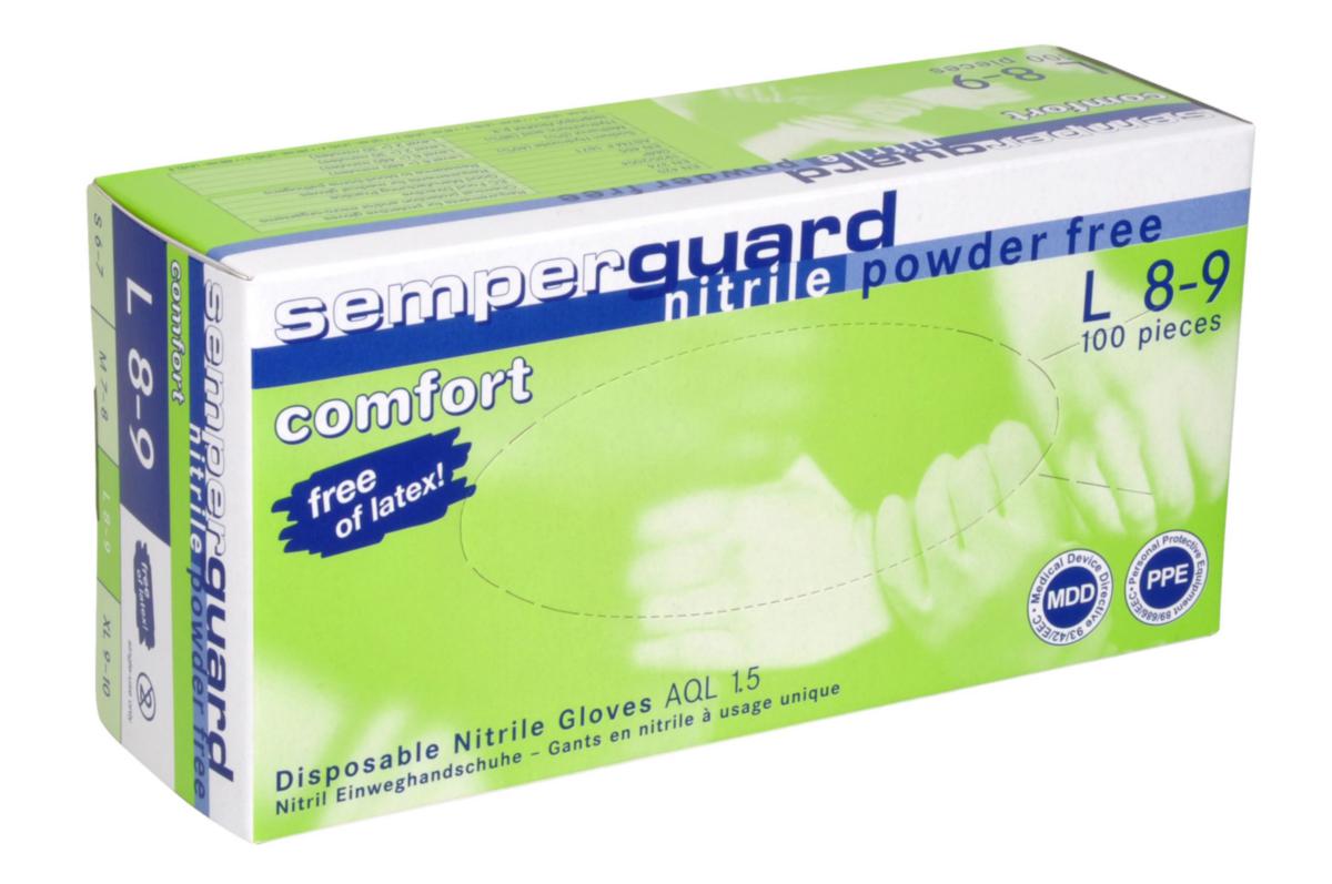 Engångshandske, opudrad, Semperguard Comfort - ENGÅNGSHANDSKE SEMPERGUARD NITRIL 0.08 OPUD 240MM 100-P M