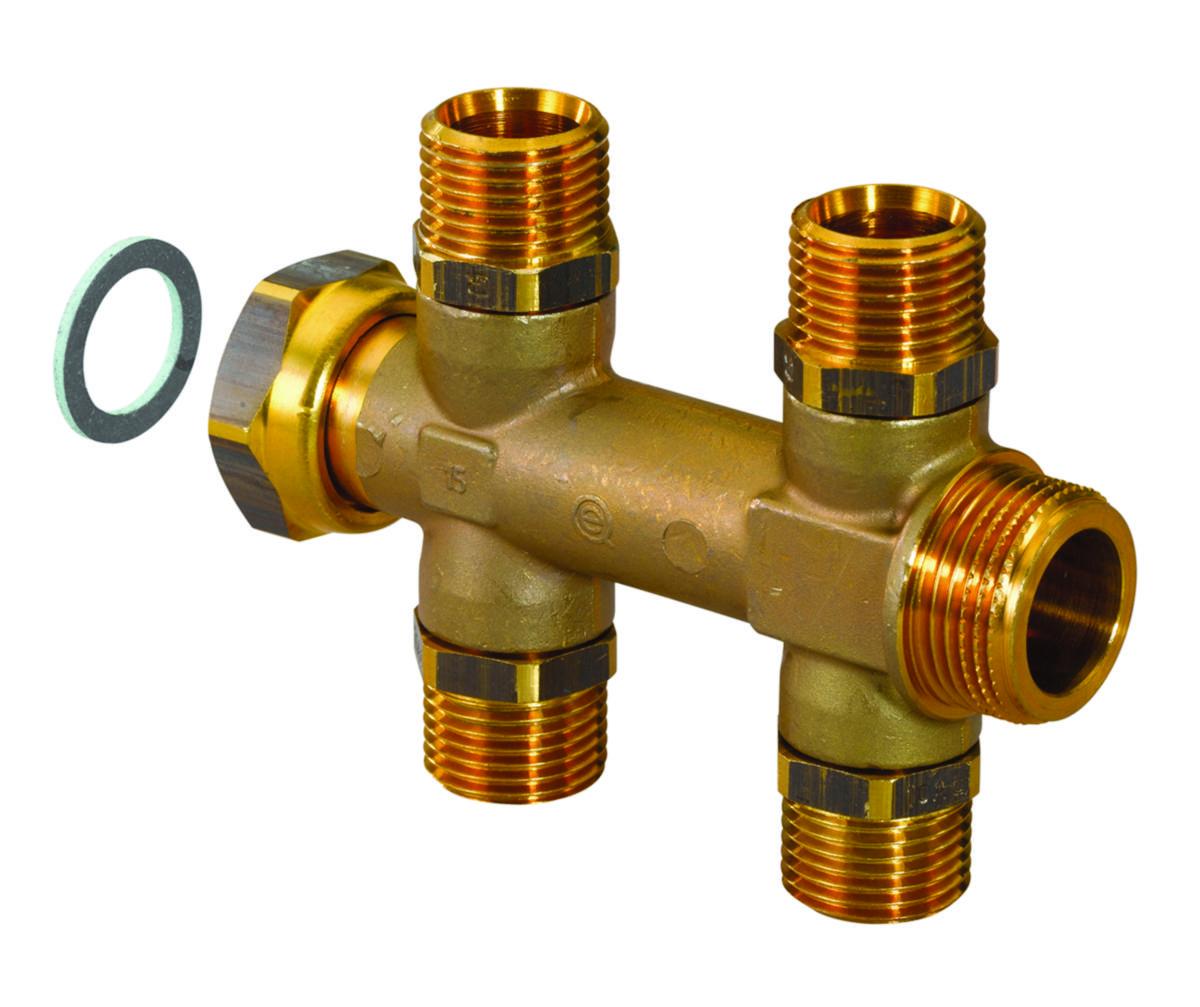 Fördelare utv-löpmutter DR, Uponor - UPONOR FÖRDELARE DR ¾" 4X1/2" C/C 50MM UTV G-LEK MUTTER