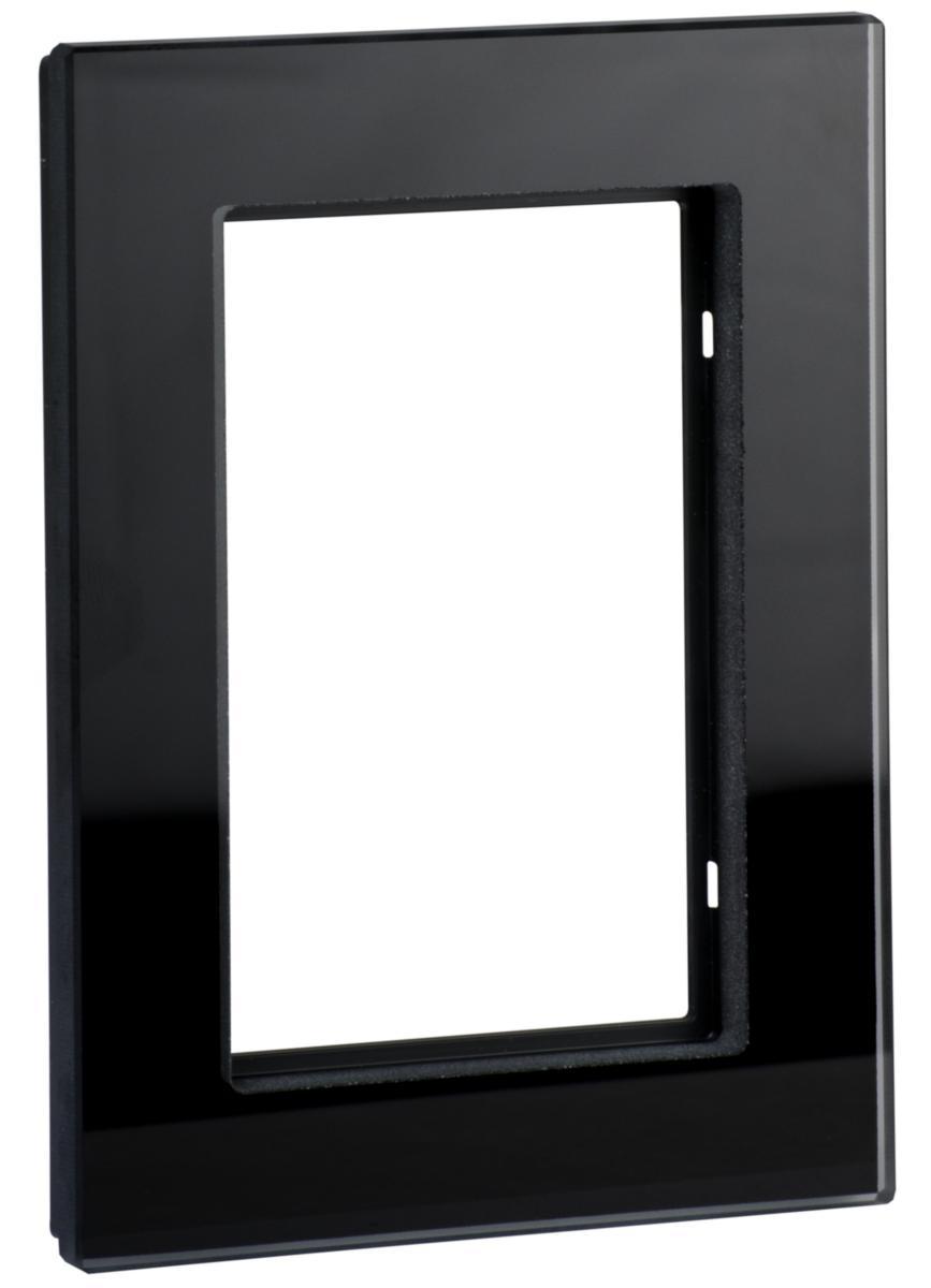 Täckram för 2-vägs vägguttag, Exxact Solid, Schneider - RAM VÄGGUTTAG 2V GLAS SVART EXXACT SOLID