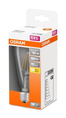 LED-LAMPA OVAL (60) E27 KLAR 827 CL ST OSRAM