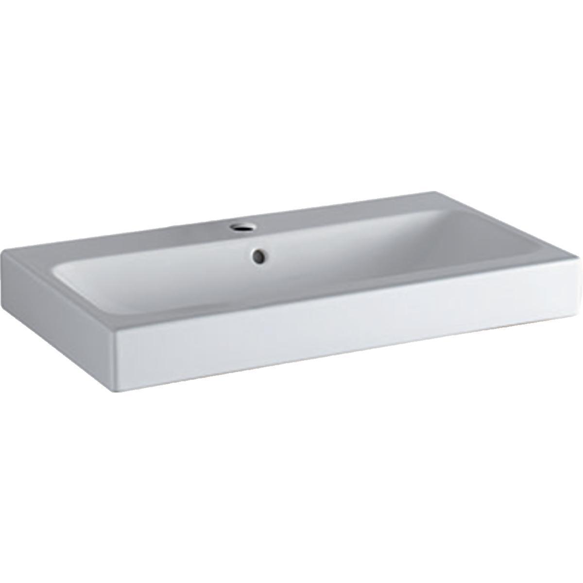 Tvättställ iCon bredd 750mm, Geberit - GEBERIT ICON TVÄTTSTÄLL B75 KRANHÅL CENT MED BRÄDDAVLOPP