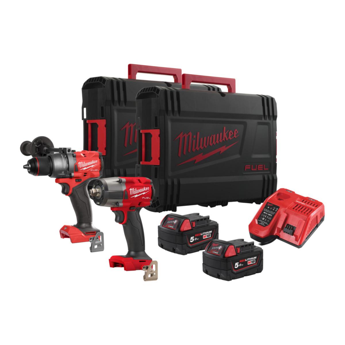 Kombikit Milwaukee M18 FPP2F3-502X - KOMBIKIT MILWAUKEE M18 FPP2F3 FPP2F3-502X, 2X5,0AH, LADDARE