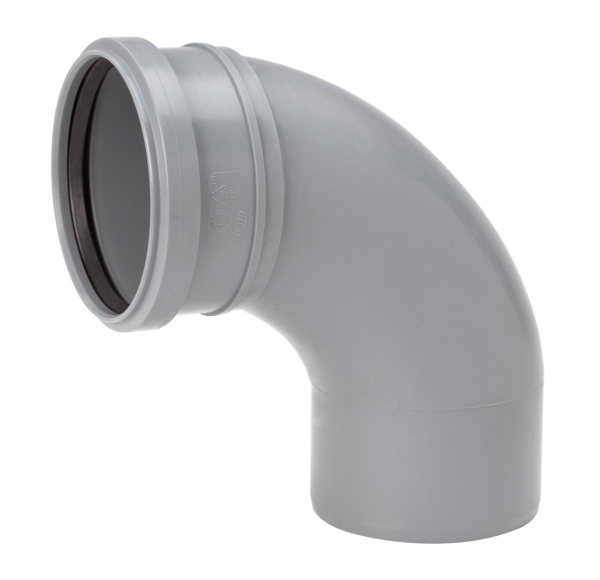 Böj 88,5° lång radie med 1 muff PP, Uponor - BÖJ 75X88.5GR LÅNG PP INOMHUS 1 MUFF SVÄNGD UPONOR