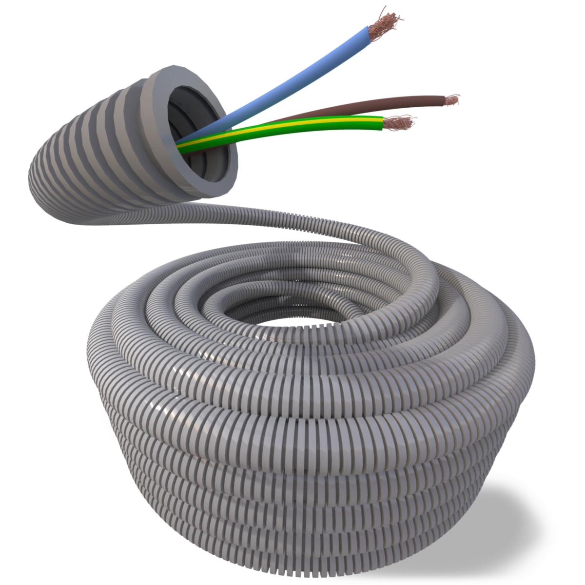 Flexrör Profiflex, fördragen FQ-kabel - FLEXRÖR PROFIFLEX FQ 3G1.5 16MM 25M/RNG