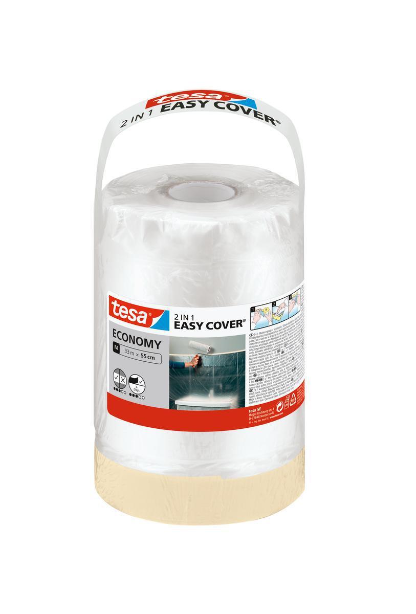 Maskeringsfilm, Tesa Easy Cover 2in1 - MASKERINGSFOLIE TESA EASY COVE PREMIUM PLAST M TEJP 33MX550MM