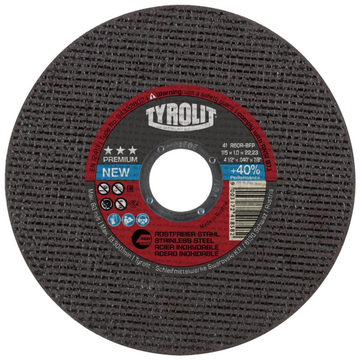 Kapskiva Tyrolit Premium Inox - KAPSKIVA TYROLIT PREMIUM INOX 125X0.75X22 A60R-BFXA 42F