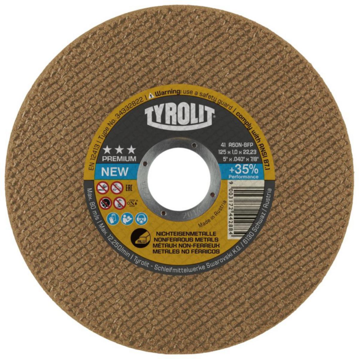 Kapskiva Tyrolit Premium Supertunn Alu - KAPSKIVA TYROLIT PREMIUM ALU 125X1.6X22.23 A46N-BFP 41
