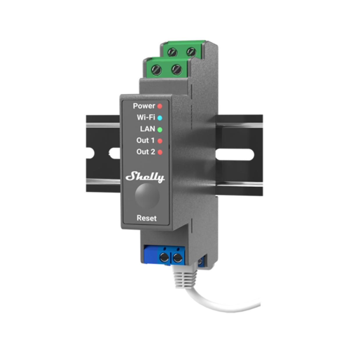 Relä Wifi Pro 2 Shelly med potentialfri kontaktsats - RELÄ DIN WIFI PRO 2