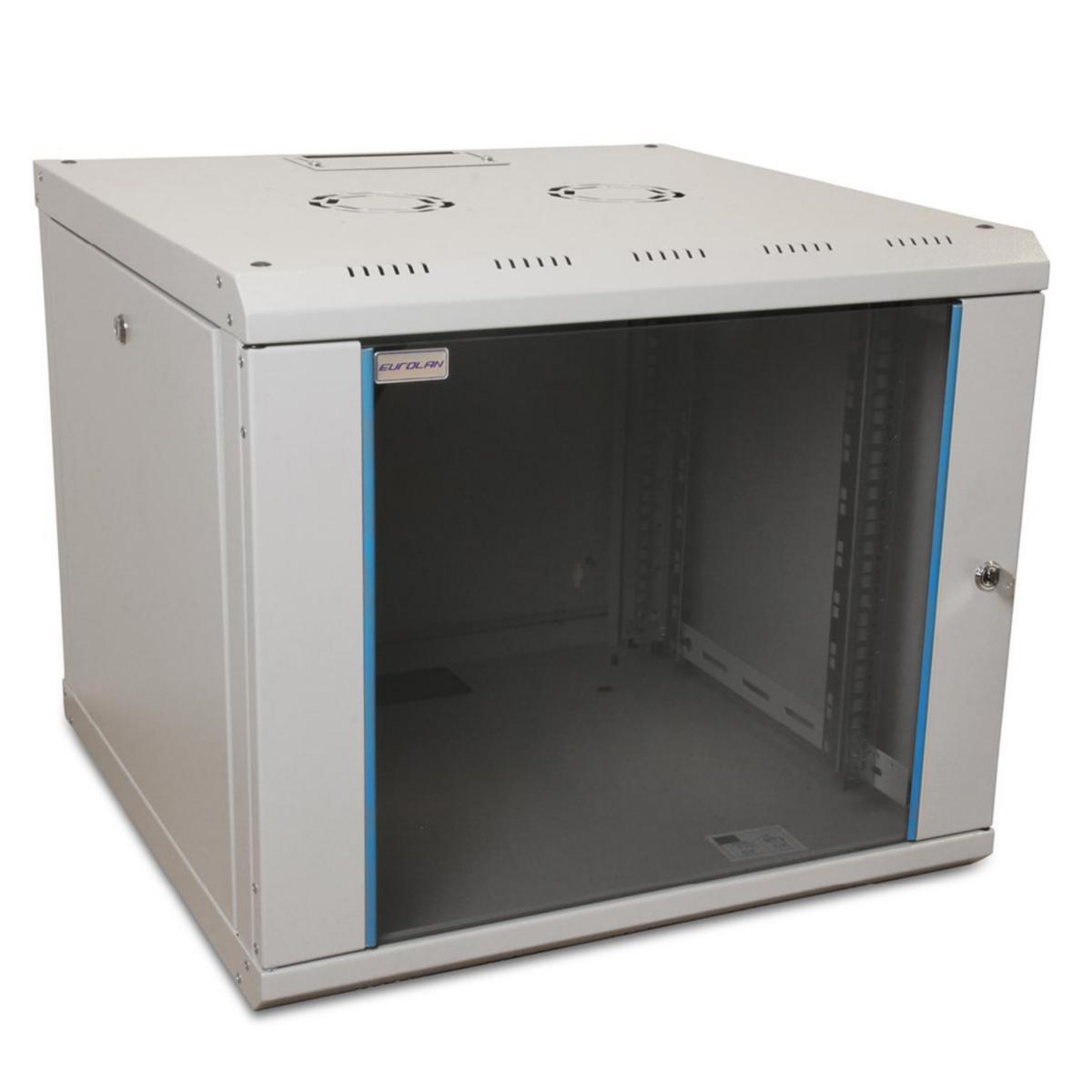 Väggskåp 19" 60W med glasdörr, Eurolan - VÄGGSKÅP 12U 600X600 GLASDÖRR 60W-12-65-08GY