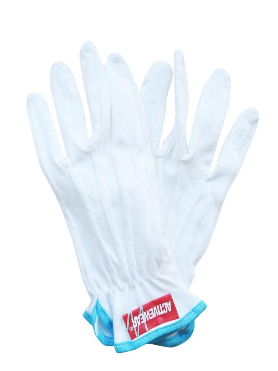 Textilvante PVC-noppor, vit - TRIKÅVANTE MED PVC-NOPPOR VIT BLÅ KANT STL 10