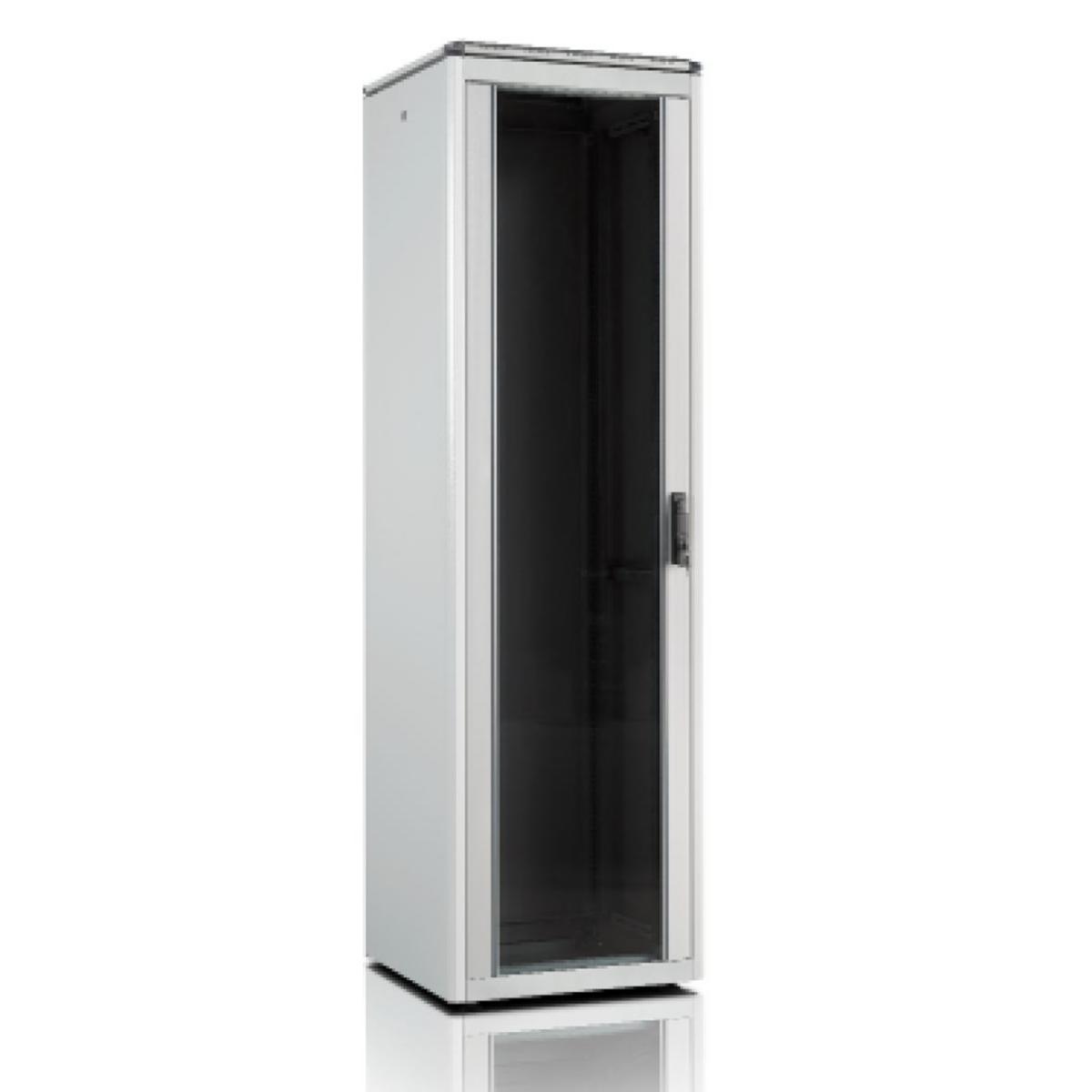 Golvskåp 19" med glasdörr 60F, Eurolan - GOLVSKÅP 42U 600X1000 GLAS 60F-42-6A-08GY