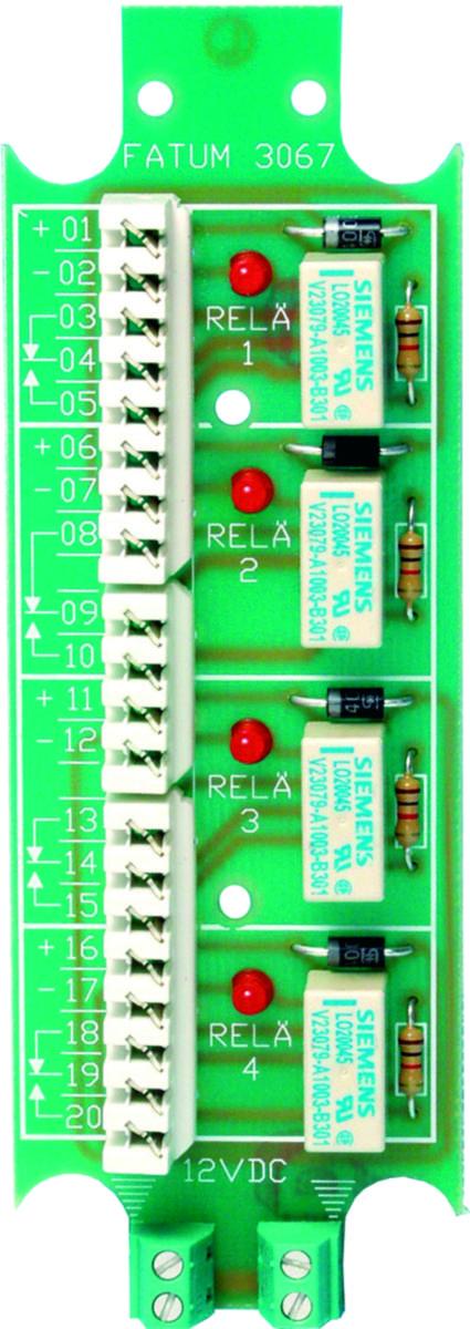 Reläplint 12VDC, 4 relä - RELÄPLINT 12 VDC 4 RELÄ SLITS 3067.01
