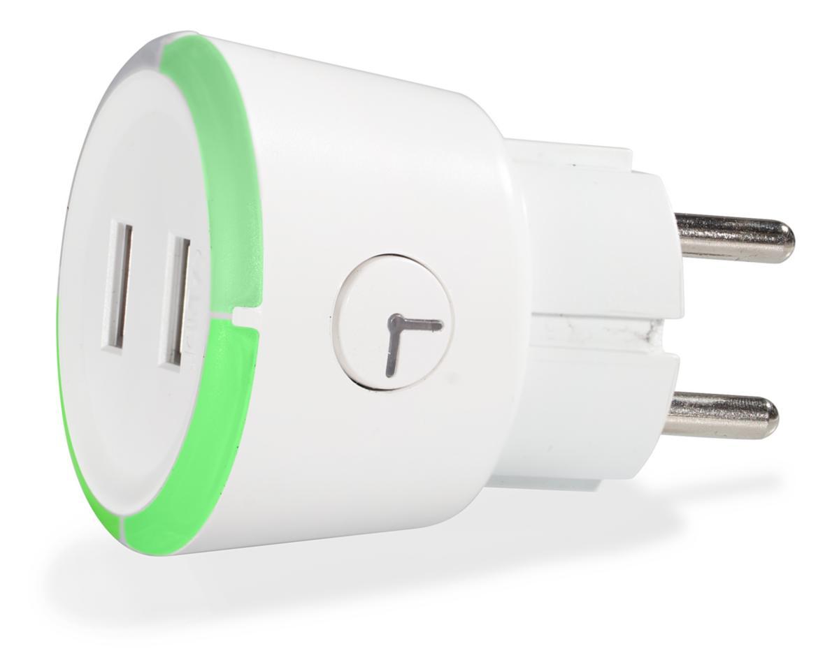 Laddare vägguttag 2 USB, nedräkningstimer, Capidi - USB LADDARE 2-VÄGS RUND M NEDRÄKNINGSTIMER 1-4H CAPIDI
