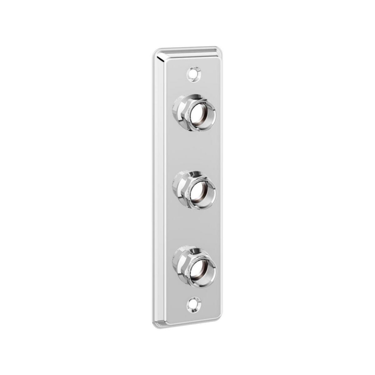 Väggbricka 3-håls 60cc CU, Trio - TRIO VÄGGBRICKA TRIPPEL 60C/C G15-Ø12/15CU.ROSTF.BLANKP