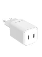Väggladdare, 2xUSB-C, PD 45 W, SuperCharger