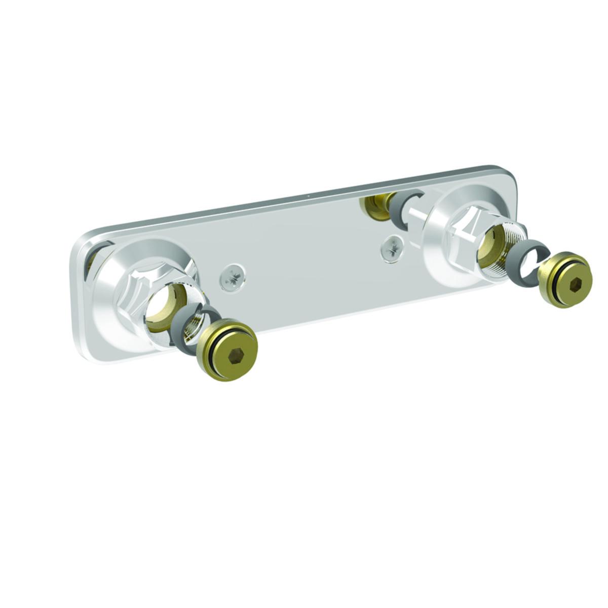 Blandarfäste krom för väggenomföringssystem V6 dold, Vatette - BLANDARFÄSTE V6 VATETTE 160CC DOLD RÖRDRAGNING DY16X2.0-2.25