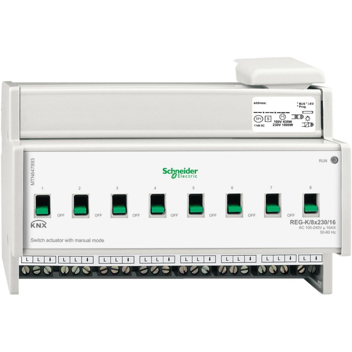 Brytaktorer för DIN-skena KNX, Schneider - BRYTAKTOR 8X230/16 DIN KNX