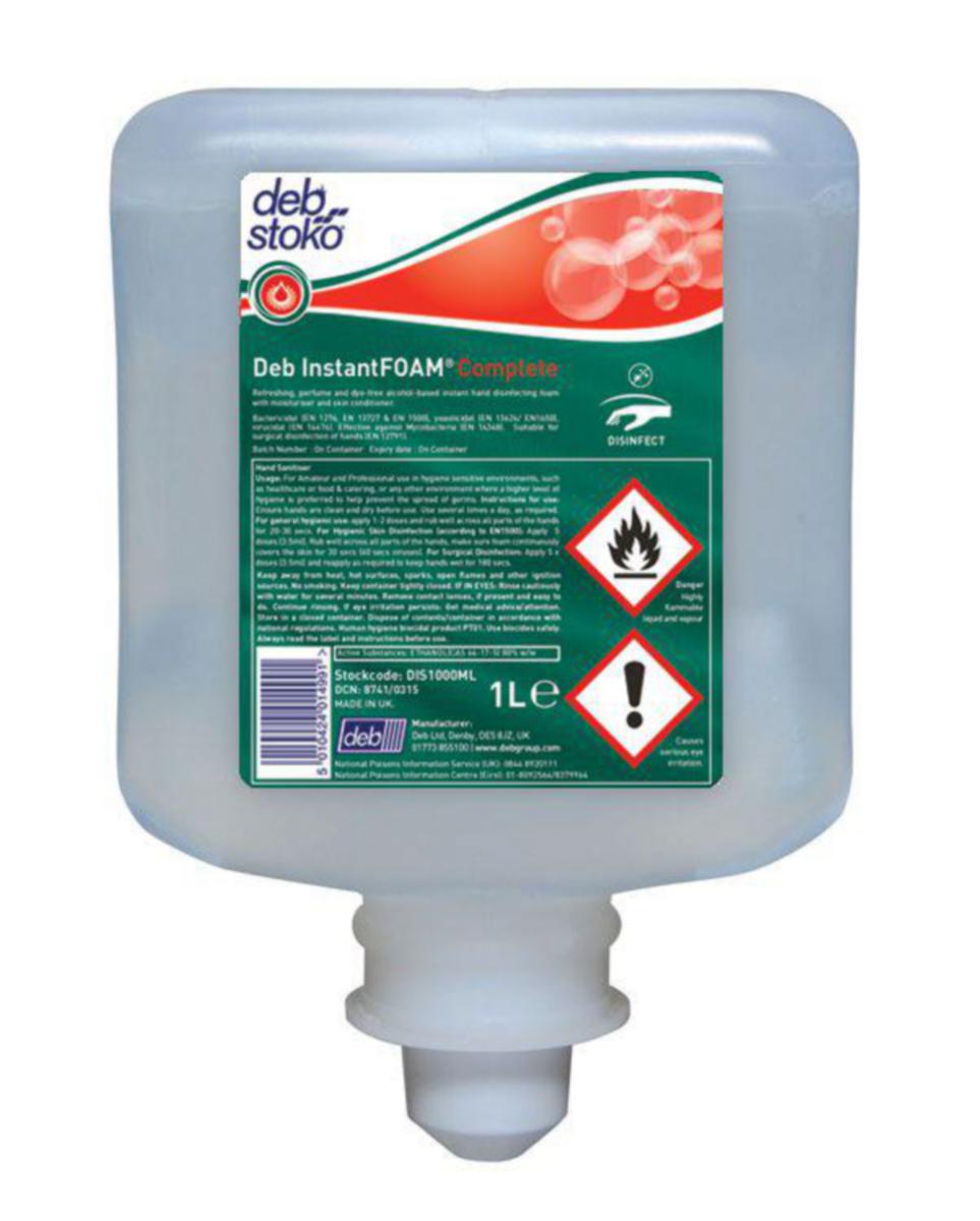 Handdesinfektion, skum, Instantfoam Deb - HANDDESINFEKTION SKUM DEB 1 LITER INSTANT FOAM COMPLETE