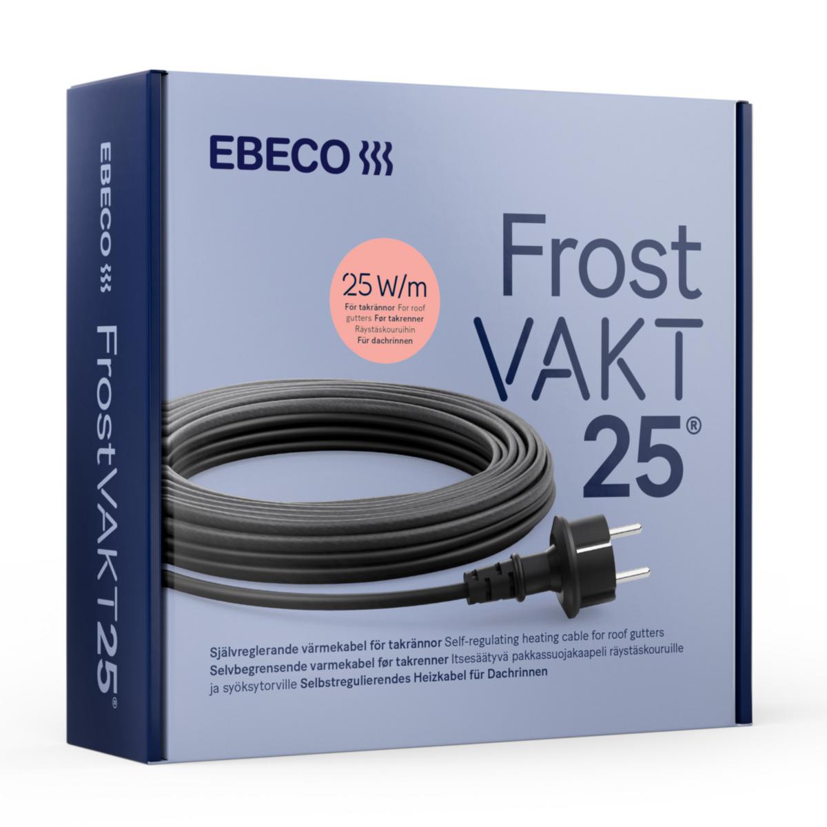 Frostvakt 25, värmekabel för stuprör och hängrännor - VÄRMEKABEL FROSTVAKT 25 EBECO SJÄLVREGLERANDE 625W 25W/M 25M