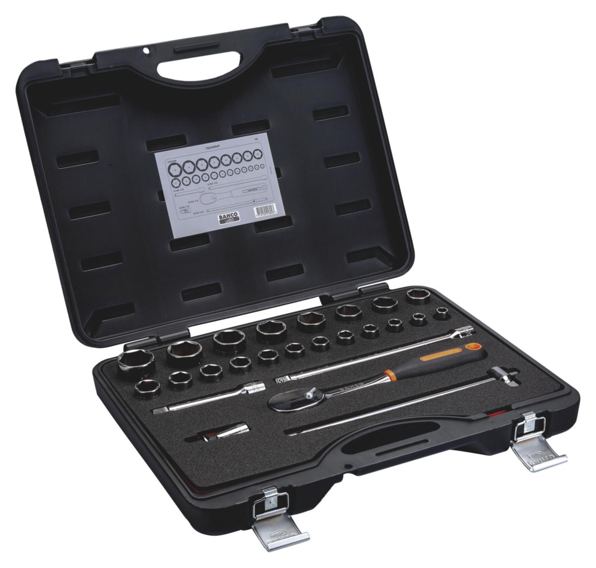 Hylsnyckelsats Bahco 7825MHP, 1/2" 23 delar - HYLSNYCKELSATS BAHCO 7825MHP 1/2" 23DEL