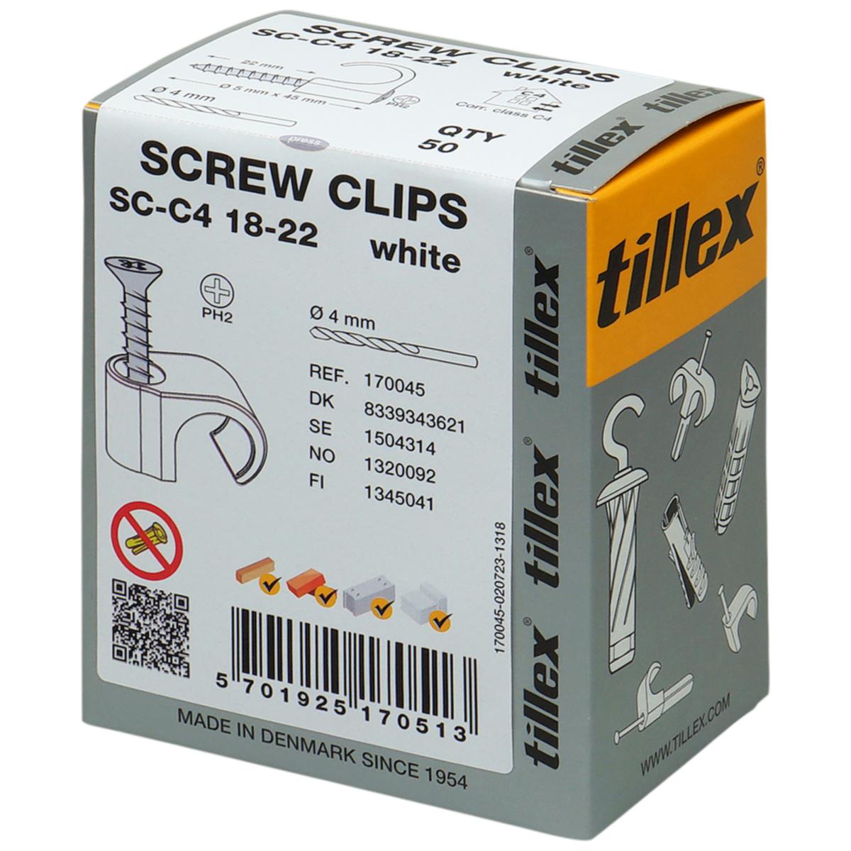 Skruvklammer SC PH2 vit - SKRUVCLIPS SC 18-22 VIT PH2 SC 18-22 W
