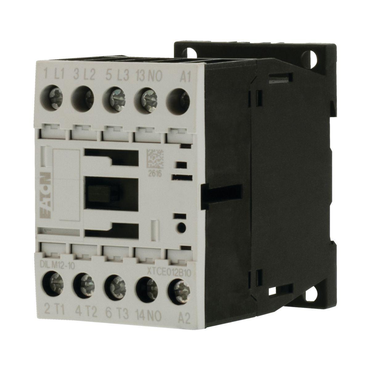 Kontaktor 3-polig 3-90 kW DILM7-DILM38, med inbyggd hjälpkontakt , Växelspänningsmanöver - KONTAKTOR 1N0,5.5KW 12A DILM12-10(230V50HZ,240V60HZ)
