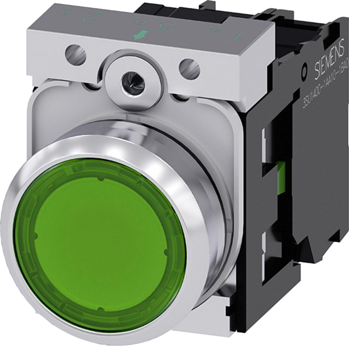 Lamptryckknappar 3SU11 - LAMPTRYCKE GRÖN 1NO LED 3SU1152-0AB40-1BA0