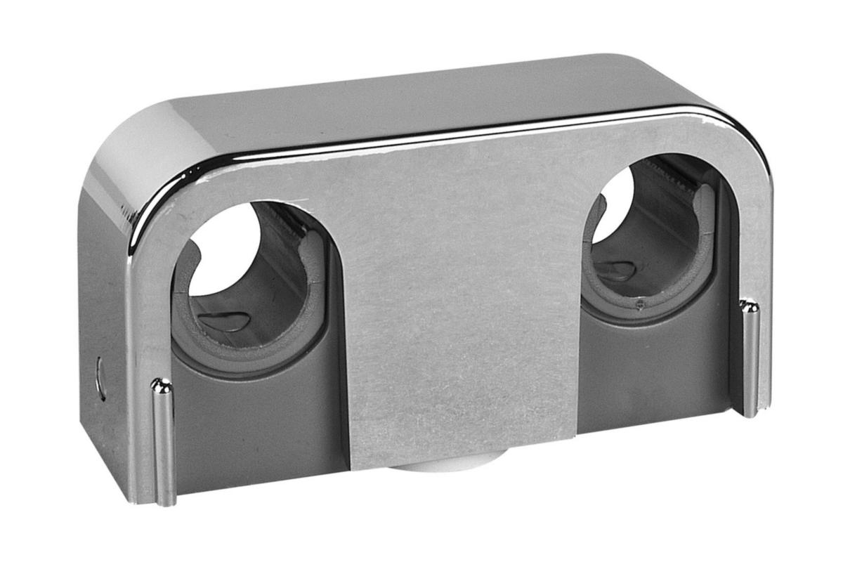 Rörklammer dubbel 12/15 mm snäpplock krom fp14005 - plast...