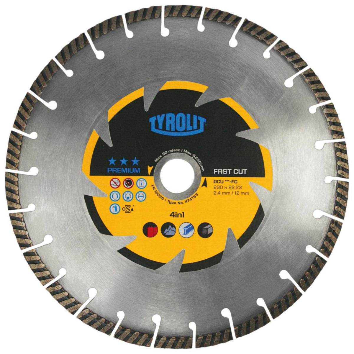Diamantklinga Tyrolit Premium Universal Fast Cut 4in1 - DIAMANTKLINGA TYROLIT PREMIUM 125X2X22.2 UNIVERSAL FAST C.