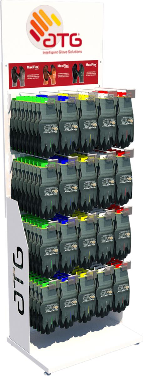 Golvdisplay handskar, komplett, ATG Maxiflex Maxidry - DISPLAY ATG HANDSKAR KOMPLETT MED 336 PAR MAXIFLEX MAXIDRY