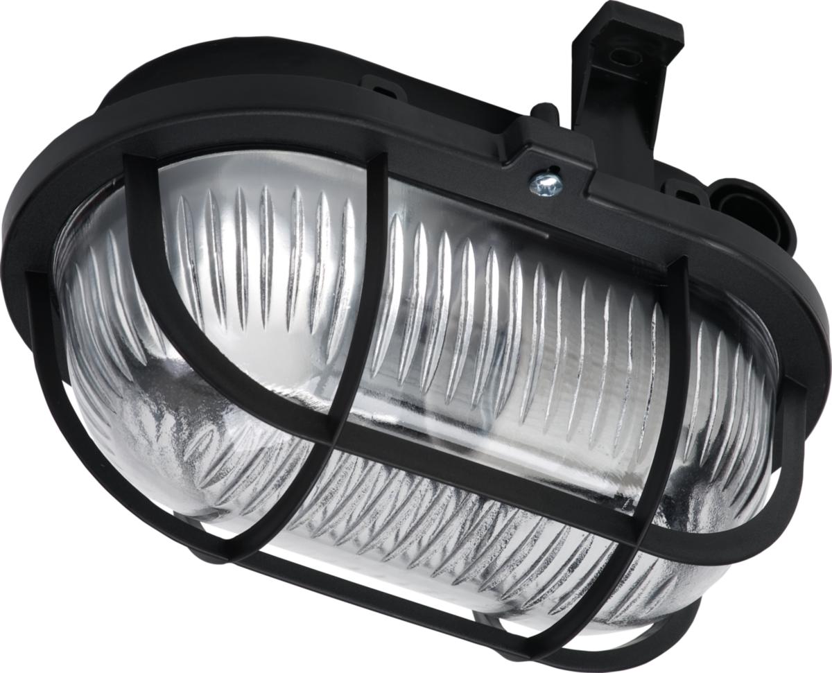 Gallerarmatur, oval, plastgaller, Orust - GALLERARMATUR 60W SVART OVAL IP44 PLAST