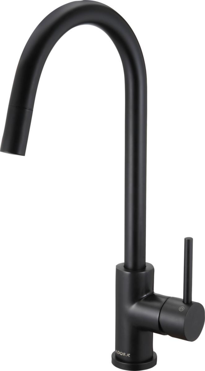 1-greppsblandare för diskbänk, utdragbar pip, Imperia Flex U, ADORA® - KÖKSBLANDARE ADORA BLACK U-PIP UTDRAGBAR PIP IMPERIA FLEX U
