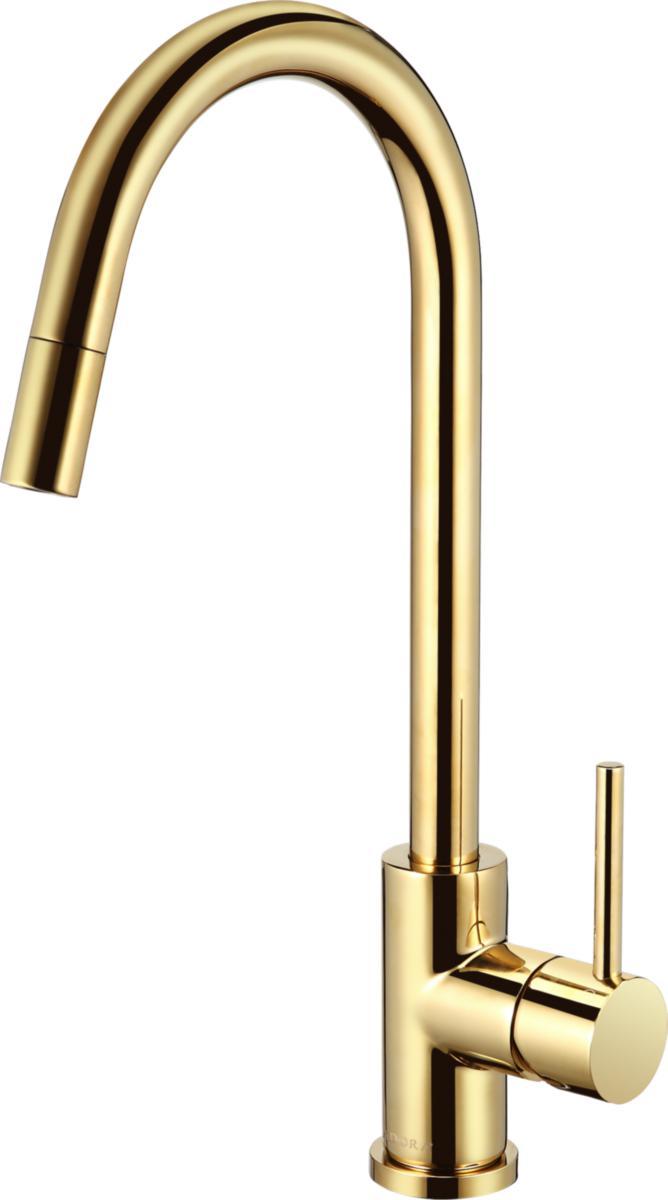 1-greppsblandare för diskbänk, utdragbar pip, Imperia Flex U, ADORA® - KÖKSBLANDARE ADORA GOLD U-PIP UTDRAGBAR PIP IMPERIA FLEX U