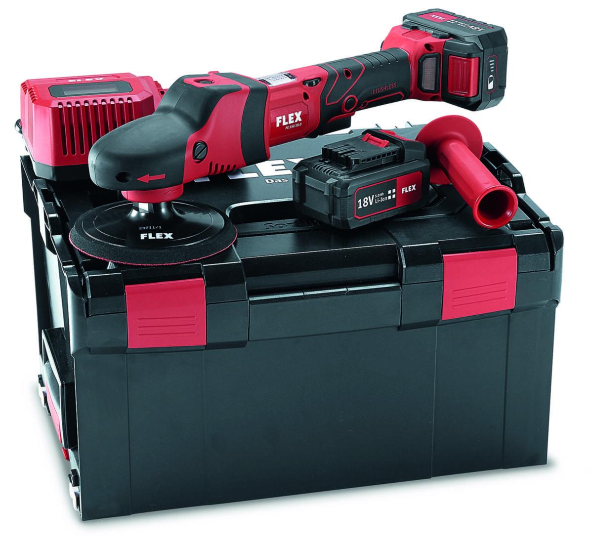 Polermaskin Flex PE150 18.0-EC i Set - BATTERIPOLERMASKIN FLEX PE150 18V 150-1450/MIN INK 2X5AH&LAD