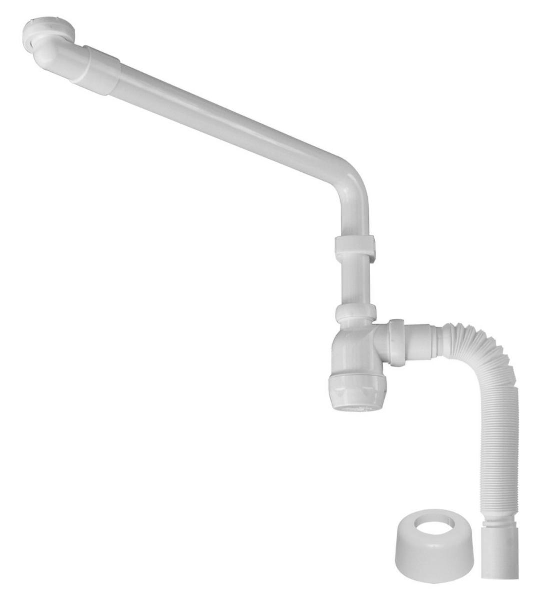 Kommodvattenlås, Faluplast - VATTENLÅS KOMMOD 11/4" X 40MM M FLEXIBEL SLANG VIT. FALU