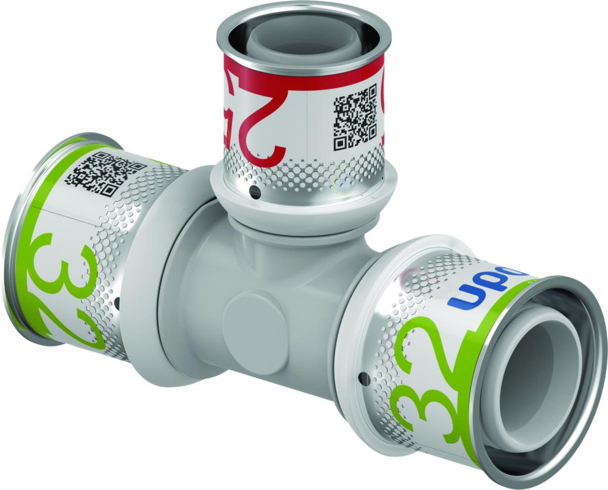 T-rör, S-Press PLUS förminskat PPSU, Uponor - UPONOR S-PRESS PLUS T-RÖR PPSU 32-25-32